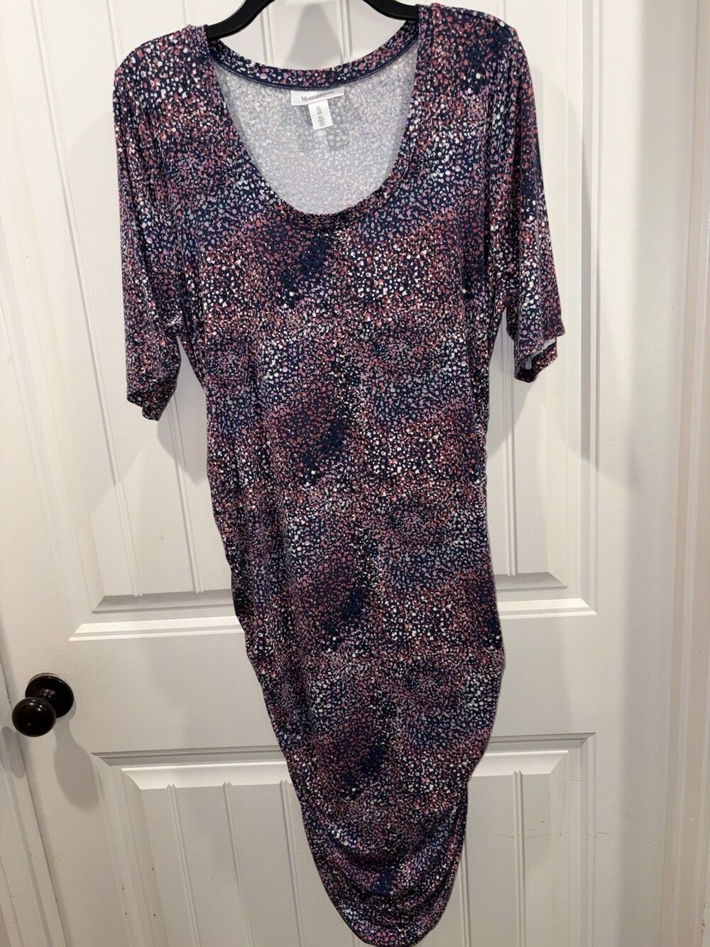 Motherhood Maternity Dress Confetti Print Ruched Sides XL